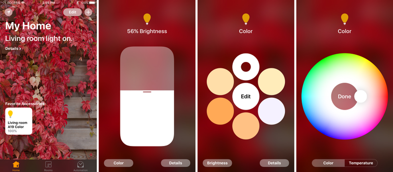 The iOS Home app offers very basic functionality for controlling your bulbs, but few will need more than what it has to offer.